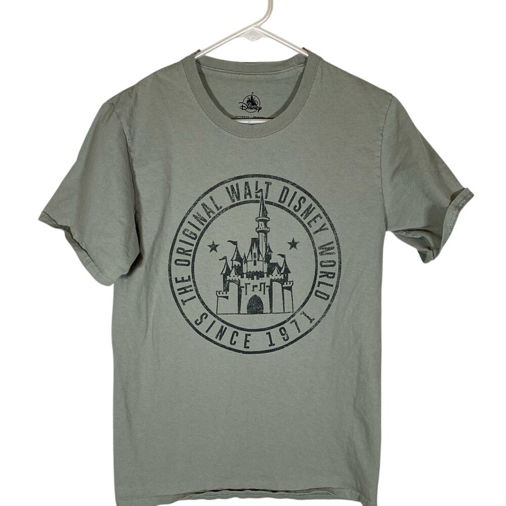 Unisex Adult Disney Parks Disneyland Resort Castle Tee in Olive size small